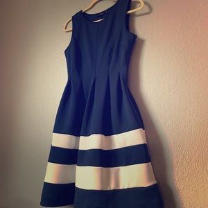 Navy and white stripe structured dress